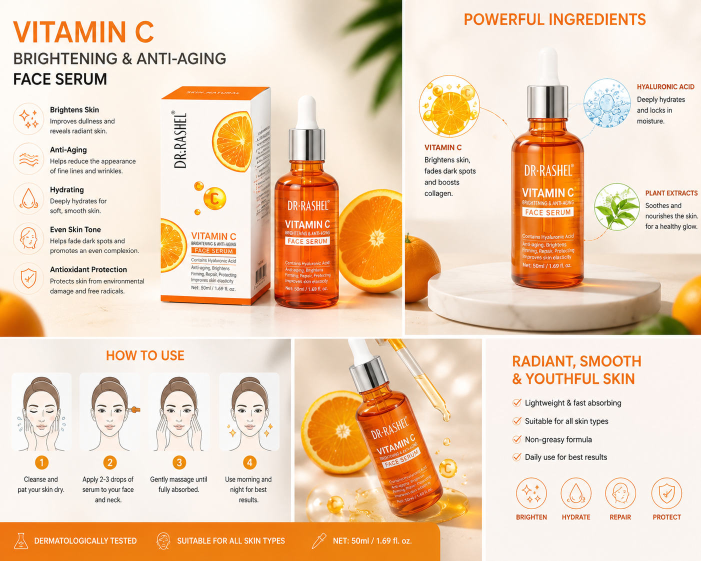Dr. Rashel Vitamin C Brightening & Anti-Aging Face Serum – 50ml