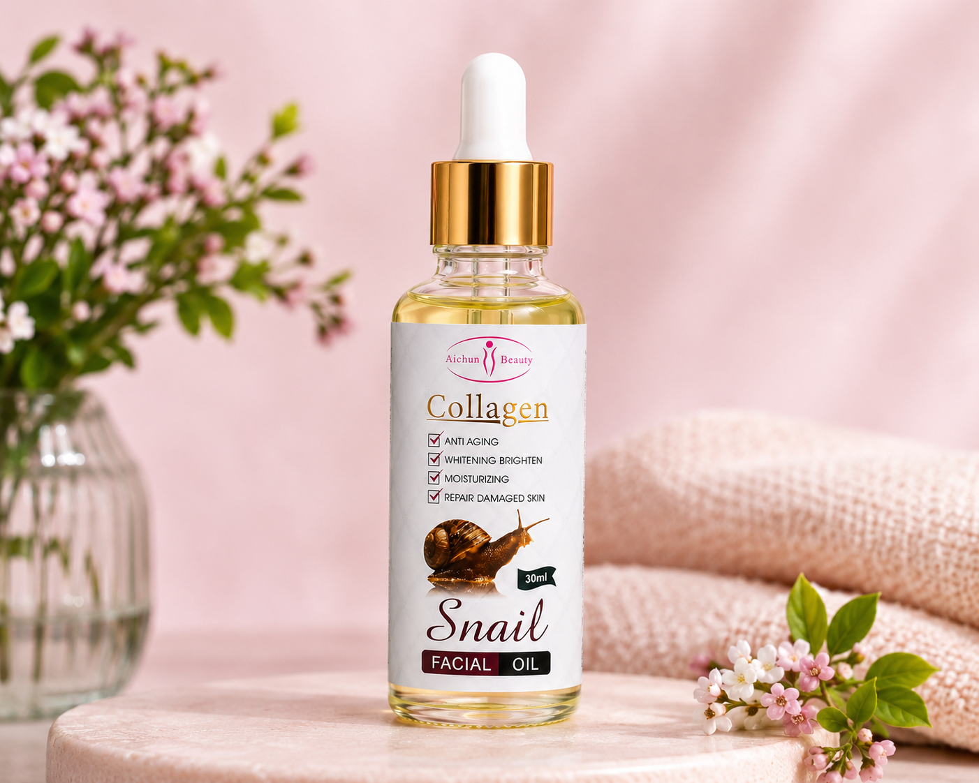 Aichun Beauty Collagen Snail Facial Oil – 30ml