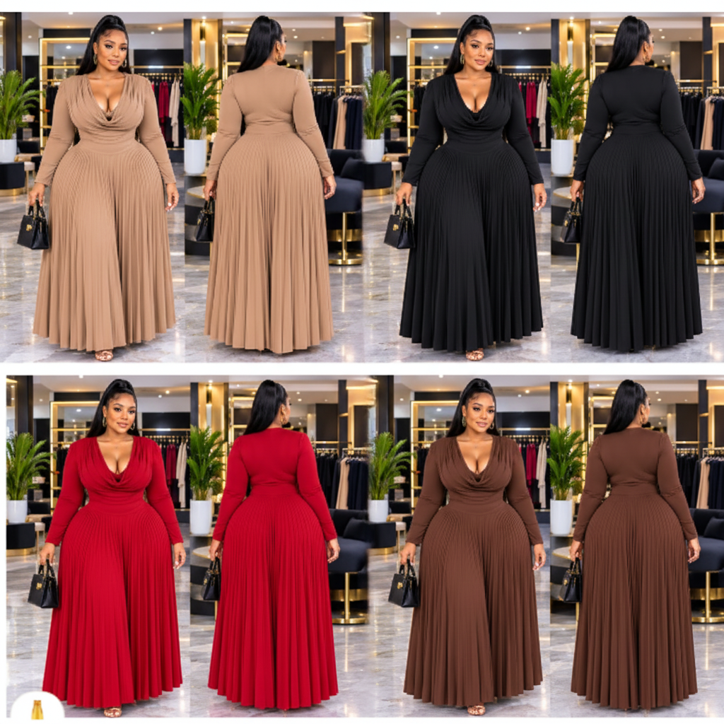 Pleated Maxi Dress – All 4 Colours